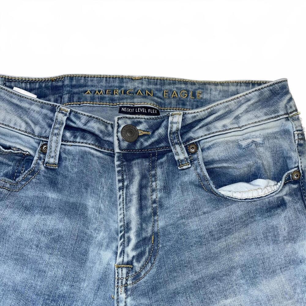 American Eagle Next Level Flex Slim Men’s W28 x L32 Distressed Light Wash Jeans - Picture 3 of 8